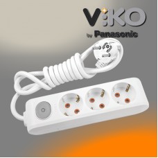 VIKO Multilet Подовжувач 3 гнізда 5м із заземленням та вимикачем