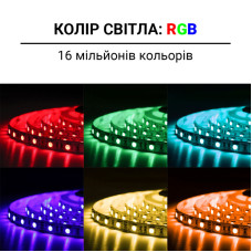 Світлодіодна стрічка OEM ST-12-5050-60-RGB-20, негерметична, 1м