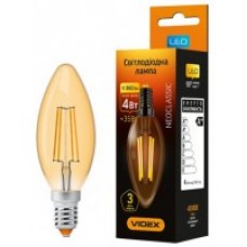 Cвітлодіодна лампа LED VIDEX  Filament C37FA 4W E14 2200K 220V бронза