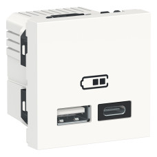 USB-розетка подвійна A+C 2 модулі біла Schneider Electric Unica New NU301818