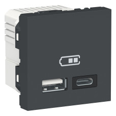 USB-розетка подвійна A+C 2 модулі антрацит Schneider Electric Unica New NU301854
