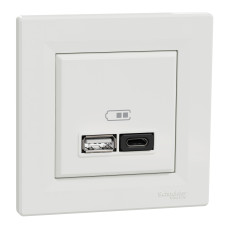 USB розетка А+С, 3 А, 45 Вт, біла Scneider Asfora EPH2700421