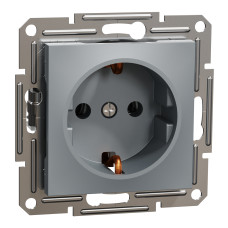 Розетка з заземленням сталь Schneider Asfora EPH2900162