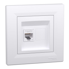 Розетка комп'ютерна RJ45 кат.6 UTP біла Schneider Asfora EPH4700121