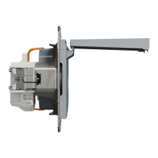 Розетка з кришкою з заземленням сталь Schneider Asfora EPH3100162
