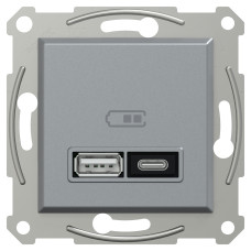 USB-розетка тип A+C 21 Вт сталь Scneider Asfora EPH2700562