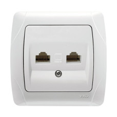 Розетка подвійна комп'ютерна біла Viko Carmen (2 X RJ45 Cat5e)