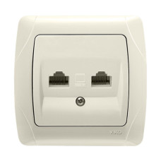 Розетка подвійна комп'ютерна Viko Carmen крем (2 X RJ45 Cat5e) 