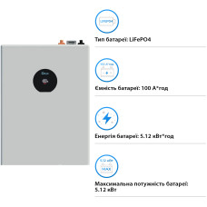 Акумуляторна батарея Deye SE-F5 Pro-C, LiFePO4, 5.12 kWh