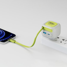 Зарядний пристрій HAVIT UC251 GaN 35W USB-A+USB-C +Кабель USB-C Gray/Green (HV-UC251-GYGN)