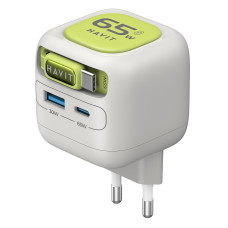 Зарядний пристрій HAVIT UC253 GaN 65W USB-A+USB-C +Кабель USB-C Gray/Green (HV-UC253-GYGN)