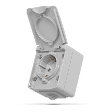 Розетка зовнішня одинарна із заземленням сіра IP65 VIDEX BINERA