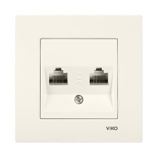 Розетка комп'ютерна подвійна Viko Karre RJ 45 крем