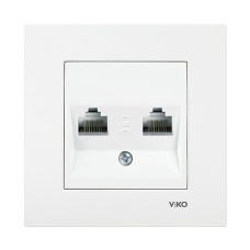 Розетка комп'ютерна подвійна Viko Karre RJ 45 біла