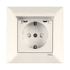 Розетка із заземленням з кришкою VIKO MERIDIAN крем