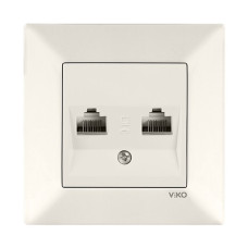 Розетка комп'ютерна подвійна RJ-45+ RJ-45 VIKO MERIDIAN кремова