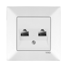 Розетка комп'ютерна подвійна RJ-45+ RJ-45 VIKO MERIDIAN біла