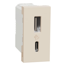 Розетка USB тип A+C 1 модуль бежевий Schneider Electric Unica New NU301644