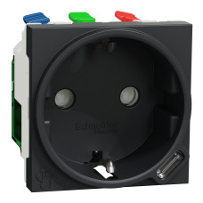 Розетка з USB тип С, 10,5 Вт, 2 модулі, антрацит Schneider Unica New NU301754