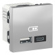 USB-розетка подвійна A+C 2 модулі алюміній Schneider Electric Unica New NU301830