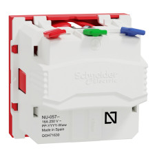 Розетка із заземленням, зі шторками, 16А, самозажимні клеми, червоний Schneider Electric Unica New NU305703