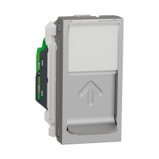Розетка комп'ютерна одинарна RJ45, 6 UTP, 1 модуль алюміній Schneider Unica New NU341430