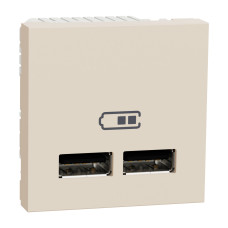 Розетка USB подвійна 2.1А 2 модулі бежева Schneider Electric Unica New NU341844