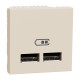Розетка USB подвійна 2.1А 2 модулі бежева Schneider Electric Unica New NU341844