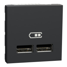 Розетка USB подвійна 2.1А 2 модулі антрацит Schneider Electric Unica New NU341854