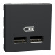 Розетка USB подвійна 2.1А 2 модулі антрацит Schneider Electric Unica New NU341854
