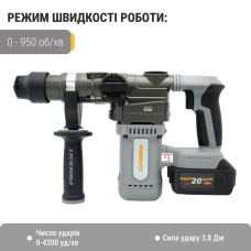 Акумуляторний перфоратор Procraft industrial HD20A (з 1 акб і зп)