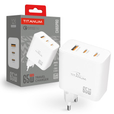 Зарядний пристрій TITANUM CH65PRO GaN 65W 2xUSB-C+USB-A White (TA-CH65PRO-W)