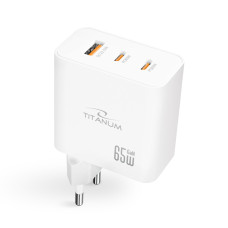 Зарядний пристрій TITANUM CH65PRO GaN 65W 2xUSB-C+USB-A White (TA-CH65PRO-W)