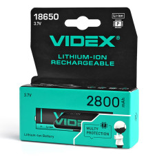 Акумулятор Videx літій-іонний 18650-P (захист) 2800mAh color box