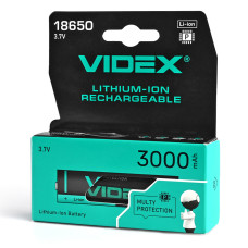 Акумулятор Videx літій-іонний 18650-P (захист) 3000mAh color box