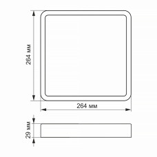 LED Світильник квадрат накладний VIDEX 24W 5000K White