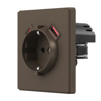 Розетка одинарна із заземленням USB-A+C 20W мокко VIDEX NOTA (VF-NT-SK1GUC-BR)