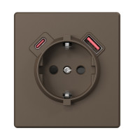 Розетка одинарна із заземленням USB-A+C 20W мокко VIDEX NOTA (VF-NT-SK1GUC-BR)