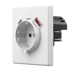 Розетка одинарна із заземленням USB-A+C 20W біла матова VIDEX NOTA (VF-NT-SK1GUC-WH)