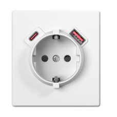 Розетка одинарна із заземленням USB-A+C 20W біла матова VIDEX NOTA (VF-NT-SK1GUC-WH)