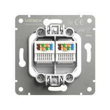 Розетка CAT6e подвійна комп'ютерна мокко VIDEX NOTA (VF-NT-SK2PC6-BR)