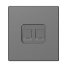 Розетка CAT6e подвійна комп'ютерна сірий графіт VIDEX NOTA (VF-NT-SK2PC6-GR)