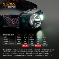 Налобний світлодіодний ліхтарик VIDEX VLF-H075C 550Lm