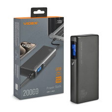 Повербанк 20000mAh VIDEX VPB-323 130W PD100W +Display