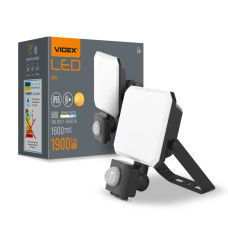 LED прожектор VIDEX F3 20W 5000K з датчиком руху 220V Black (VLE-F3-0205B-S)