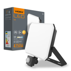 LED прожектор VIDEX F3 50W 5000K з датчиком руху 220V Black (VLE-F3-0505B-S) 
