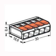 Клема 5-контактна д/розпод коробок 0,08-2,5мм², 4мм² WAGO 221-415 прозора
