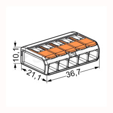 Клема сполучна 5-контактна для розподільчих коробок 0,5–6 мм² WAGO 221-615 прозора