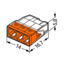 Клема швидкого монтажу COMPACT 3x2,5 мм² WAGO 2273-203 прозора/оранжева