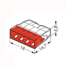 Клема швидкого монтажу COMPACT 4x2,5 мм² WAGO 2273-244 прозора/червона з пастою